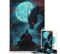 Samurai And Dragon Hard Jigsaw Puzzle for Adults 1000 Pieces Reason Skill Toy Family Time Tight Cut Art Collectible (38x26cm)