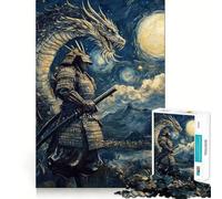 Samurai And Dragon Jigsaw Puzzle 1000 Piece for Teenagers Reason Skill Toy Relaxing Fun Exact Cut (38x26cm)