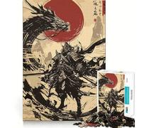 Samurai And Dragon Jigsaw Puzzles 1000 Pieces for Adults Strengthen Memory Group Joy Clean Edge Stylish Gift (50x75cm)
