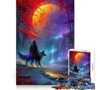 Samurai And Fox Under A Giant Moon 1000 Pieces Jigsaw Puzzles for Adults Improve Memory Peaceful Fun Sharp Edge (50x75cm)