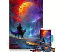 Samurai And Fox Under A Giant Moon 1000 Pieces Jigsaw Puzzles for Adults Memory Gain Calm Mind Design Assembly Creative Gift (38x26cm)