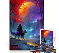 Samurai And Fox Under A Giant Moon 1000 Pieces Jigsaw Puzzles for Adults Memory Gain Calm Mind Design Assembly Creative Gift (38x26cm)