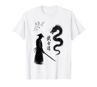 Samurai and Japanese Dragon Kanji Warrior Art T-Shirt