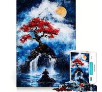 Samurai And Mountain Jigsaw Puzzles 1000 Pieces for Adults Strengthen Recall Calm Mind Quality Edge Warm Surprise (50x75cm)
