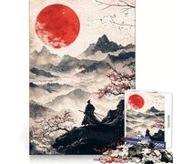 Samurai And Red Moon 1000 Pieces Jigsaw Puzzles for Teenagers Strong Logic Toy Family Time Clear Edge Warm Surprise (50x75cm)