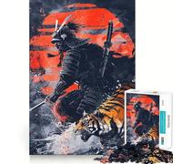 Samurai And Tiger 1000 Pieces Jigsaw Puzzles for Adults Fine Logic Toy Leisure Time Neat Edge Art Collectible (50x75cm)