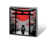 Samurai And Torii Gate Custom Lapel Pins Square Brooch Tie Suit Dress Accessories for Men Women Wedding Birthday