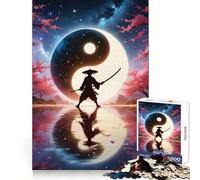 Samurai And Yin Yang Jigsaw Puzzles 1000 Pieces for Adults Boost Memory Peaceful Fun Premium Cut Memorable Gift (50x75cm)