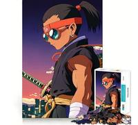 Samurai Anime Character Jigsaw Puzzles 1000 Pieces for Adults Strengthen Memory Group Joy Clean Edge Stylish Gift (38x26cm)