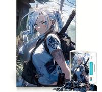 Samurai Anime Girl 1000 Pieces Jigsaws Adults Puzzles Think Smart Toy Home Activity Smooth Cut Xmas Surprise (38x26cm)