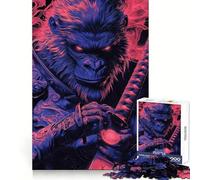 Samurai Ape Gorilla Animal Jigsaw Puzzles 1000 Pieces for Adults Strengthen Recall Calm Mind Quality Edge Warm Surprise (50x75cm)