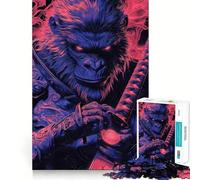 Samurai Ape Gorilla Animal Jigsaw Puzzles 1000 Pieces for Adults Strengthen Recall Calm Mind Quality Edge Warm Surprise (50x75cm)