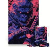 Samurai Ape Gorilla Animal Jigsaw Puzzles for Adults 1000 Pieces Brain Skill Relaxed Mind Exact Edge Art Collection Piece (38x26cm)