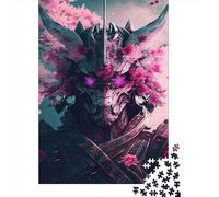 Samurai Armor Jigsaw Puzzle for Adults 1000 Piece Jigsaw Puzzle Pink Blossoms Relaxation Focus Gift for Home 38x26cm/1000pcs