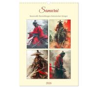Samurai. Artistic depictions of historical warriors UK-Version (Wall Calendar 2026 DIN A3 Portrait), CALVENDO 12 Month Wall Calendar