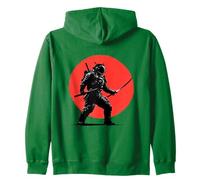 Samurai Astronaut Warrior Red Sun Graphic Zip Hoodie