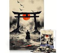 Samurai at Torii Gate with Rising Sun Jigsaw Puzzle 1000 Piece for Adults Intellect Toy Soothing Fun Precise Cut (38x26cm)