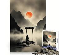 Samurai at Torii Gate with Rising Sun Jigsaw Puzzle 1000 Piece for Teenagers Reason Skill Toy Relaxing Fun Exact Cut (38x26cm)