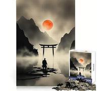 Samurai at Torii Gate with Rising Sun Jigsaw Puzzle for Teenagers 1000 Pieces Mind Skill Toy Gentle Leisure Design Assembly Premium Gift (38x52cm)