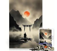 Samurai at Torii Gate with Rising Sun Jigsaw Puzzles 1000 Pieces for Teenagers Logic Train Toy Leisure Fun Smooth Cut (50x75cm)