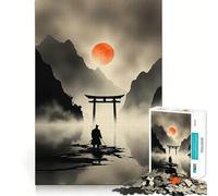 Samurai at Torii Gate with Rising Sun Jigsaw Puzzles 1000 Pieces for Teenagers Logic Train Toy Leisure Fun Smooth Cut (50x75cm)