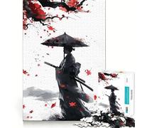 Samurai Autumn Japanese Hard Jigsaw Puzzle for Adults 1000 Pieces Fine Logic Toy Calm Fun Neat Edge Thoughtful Gift (38x52cm)