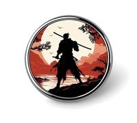Samurai Badges Circle with Button Design, Personalized Picture Pin Brooches, Round Badge Holders for Decorate Hat Shirt Clothing Bag Accessories