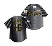 Samurai Baseball Jersey Durable Polyester, Breathable Mesh, Stitched Letters, Adult Black and White, Shohei Ohtani #16 Men’s, Black, L
