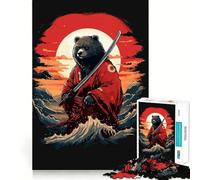 Samurai Bear Jigsaw Puzzle for Teenagers 1000 Pieces Boost Recall Tension Relief Tight Edge Fine Art Piece (38x52cm)