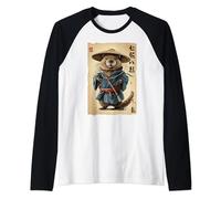 Samurai Beaver: Vintage Japanese Art Inspirational Quote Raglan Baseball Tee
