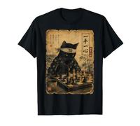 Samurai Black Cat Chess Japanese Woodblock Value Graphic T-Shirt