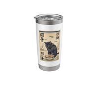 Samurai Black Cat Eating Ramen War Scene Edo Art Men Women Stainless Steel Insulated Tumbler