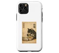 Samurai Black Cat Eating Ramen Watchin Drama Japanese Noodle Case for iPhone 11 Pro