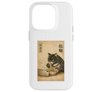Samurai Black Cat Eating Ramen Watchin Drama Japanese Noodle Case for iPhone 14 Pro
