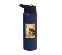 Samurai Black Cat Eating Ramen Watchin Drama Japanese Noodle Stainless Steel Insulated Water Bottle
