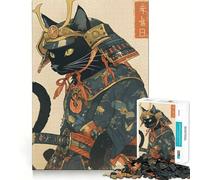 Samurai Black Cat Warrior 1000 Piece Jigsaw Puzzle for Teenagers Strengthen Recall Peaceful Fun Quality Edge (38x52cm)