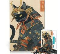 Samurai Black Cat Warrior Teenagers 1000 Piece Jigsaw Puzzle Logic Boost Toy Indoor Fun Premium Edge Memorable Gift (50x75cm)