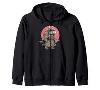 Samurai Boar Japanese Warrior Ukiyo-e Style Vintage Zip Hoodie