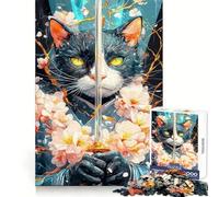 Samurai Bombay Cat with Sword Jigsaw Puzzles 1000 Pieces for Teenagers Logic Train Toy Leisure Fun Smooth Cut (38x26cm)