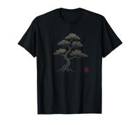 Samurai Bonsai Pine Tree - Minimalist Japanese Sumi E Art T-Shirt