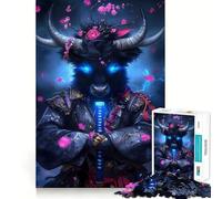 Samurai Bull Animal Jigsaw Puzzle 1000 Piece for Teenagers Logic Sense Toy Calm Pastime Smooth Edge Premium Gift (50x75cm)