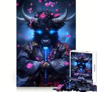 Samurai Bull Animal Jigsaw Puzzle 1000 Piece for Teenagers Logic Sense Toy Calm Pastime Smooth Edge Premium Gift (50x75cm)