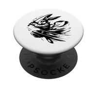 Samurai Bunny Black Ink Warrior Rabbit PopSockets Adhesive PopGrip