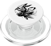 Samurai Bunny Black Ink Warrior Rabbit PopSockets PopGrip for MagSafe