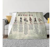 Samurai Bushido Blanket Japanese Gifts Seven Virtues Throw Blanket Super Warm Soft Plush Lightweight Fleece Flannel Japan Decor Blanket for Women Men Girls Boys for Couch Sofa Bedding 50"X40"