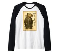 Samurai Capybara Japan Vintage Art Raglan Baseball Tee