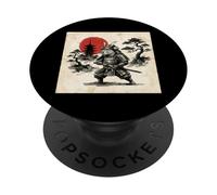 Samurai Capybara Under Red Sun Japan Temple PopSockets Adhesive PopGrip