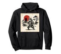 Samurai Capybara Under Red Sun Japan Temple Pullover Hoodie