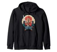 Samurai Capybara Warrior Sunset Pagoda Outfit for Cute Japan Zip Hoodie
