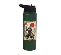 Samurai Cat Anime Japanese Art Funny Graphic Ukiyo-e Art Stainless Steel Insulated Water Bottle